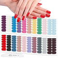 WOKOTO 20 Sheets Glitter Solid Nail Stickers, Full Nail Wraps Sparkly Glitter Powder Design, Gel Nail Strips Mixed Color Nail Polish Stickers Strips for Women & Girls, Easy Application, Salon Quality