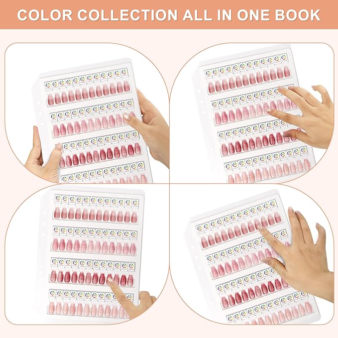 Acrylic Magnetic Nail Color Display Book Inside Page with 48 Magnetic Nail Display Tips for Nail Art Design Pattern Practice and Nail Display (No Cover Only Page)