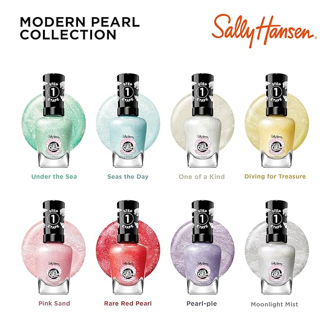 Sally Hansen Miracle Gel Salon Quality Nail Polish | Gel-Like Formula, Two-Step System, No UV Light Needed, Long Lasting | Opaque, Shimmery | 908 Pearl-ple | Pearlescent Lilac Nail Color