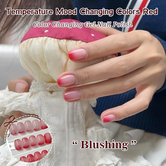 ADHERE Red Gel Nail Polish Set 12ML- 5 Colors Popular Gel Polish Cat Eye Magnetic Gel Burgundy Red Christmas Nail Gel Polish Soak Off LED Kit Manicure Salon DIY Nails Gift For Women ﻿