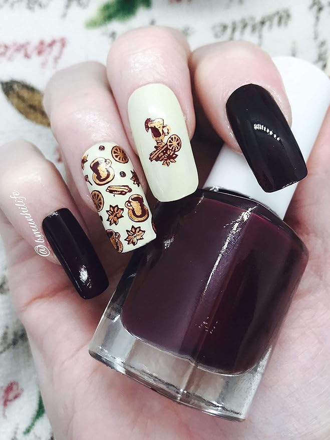 Maniology Cozy Campsite Nail Stamping Plate | Fall-Themed Designs & DIY Manicures – Reusable, Rectangular Stainless Steel Nail Art Template