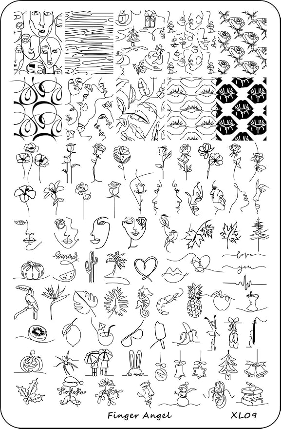 4PCS XL Nail Art Stamp Plates with Stamping Image Plates Collection Manicure Tools Plate Organizers XL07-10