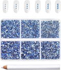Beadsland 7200pcs Flatback Rhinestones,Light Blue Rhinestone Nail Gems Round Crystal Rhinestones for Crafts,Mixed 6 Sizes with Wax Pencil Kit, SS3-SS10,Light Sapphire