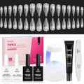 Beetles Tipex Instant Apex Nail Tips Kit – Stiletto Long, Pre-Building Pre-Etched Thick Acrylic Tips with Tipex Nail Glue, Dehydrator, Primer, Base & Top Coat, Mini UV Lamp 224PCS in 16 Sizes
