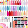 AZUREBEAUTY 31Pcs Dip Powder Nail Kit Starter 20 Colors Pastel Spring Summer Pink Acrylic Dipping Powder Set with Top/Base Coat Activator & Recycling Tray for Macaron French Manicure Salon