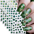 6 Sheets St Patricks Day Nail Stickers Green Laser Irish Shamrocks Nail Art Stickers Hat Horseshoe St. Patrick's Day Nail Decals 3D Self-Adhesive Lucky Clover Nail Decorations for Women Nail Designs