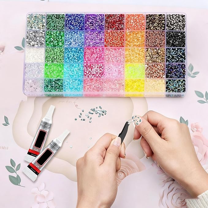 40 Colors Resin Jelly Rhinestones for Bedazzling, 3mm 32000 Pcs Flatback Gems for Crafting, Bedazzling Kit with 3Pcs Glue for Clothing Shoes Nail Book Diamond Art (A1)