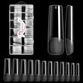 Ranrose Long Straight Nails Tips,240PCS Full Cover Soft Gel Nail Tips for Acrylic Nails Professional 12 Size Pre-shaped XXL Straight Shape False Nail Half Matte Fake Nail for Press On Nail Extensions