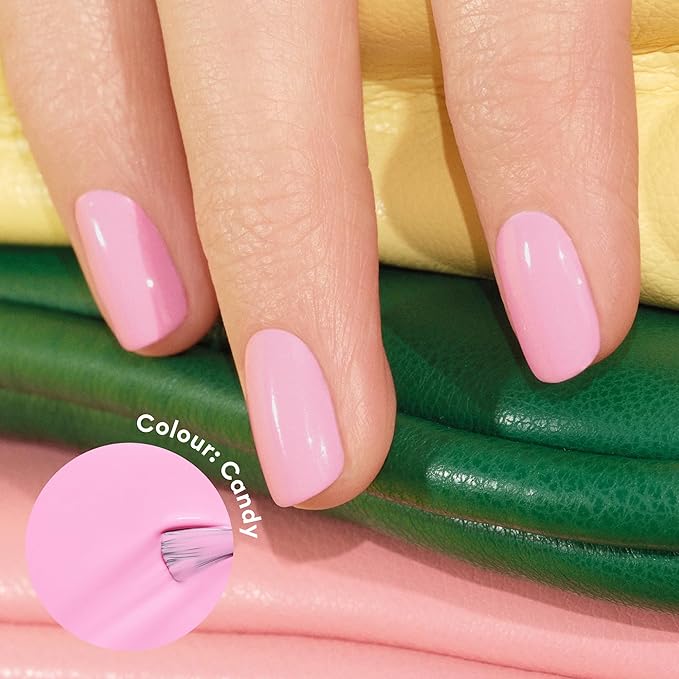 Manucurist Green Flash LED Candy Neon Pink Gel Nail Polish - Vegan, 12-Free, Plant-Based - Strengthens and Protects the Nail - Gel Polish - Made in France - 0.5 fl oz