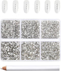 Beadsland 7200pcs Flatback Rhinestones,Clear Rhinestone Nail Gems Round Crystal Rhinestones for Crafts,Mixed 6 Sizes with Wax Pencil Kit, SS3-SS10,Crystal