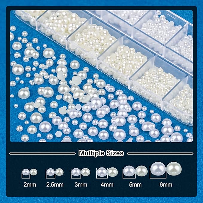BELLEBOOST Nail Art Rhinestone Glue Gel&2 Boxes Flatback Gems Kit, 1 Tube of 15ml Rhinestone Gel Glue(UV/LED Needed)+Colorful Gems+Flat-Back Half Round White&Beige Pearls with Pickup Tools