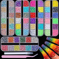 5 Boxes 13200pcs Sparkling Crystal Nail Rhinestones Pearls Kit, Flatback Multicolor Transparent Jelly AB Mermaid Gems with Pick Up Pen and Curved Tweezers for Manicure Salon & Craft DIY Designs (2mm)