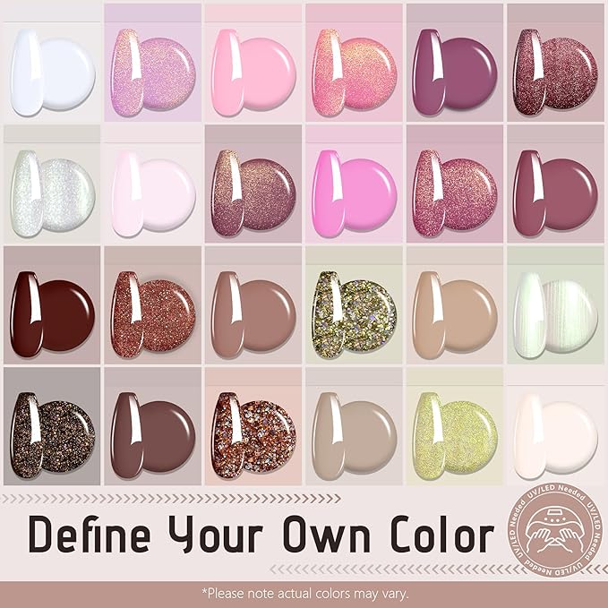 ABAC Solid Gel Nail Polish,Ombre Gel Polish,Pat Paint Nail Gel Polish 24 color,Hema-free White Nude Pink,Brown Skin Tone Gel Polish Kit W/Nail Art Brush Soak Off LED Gel Nail Kit Manicure DIY Home