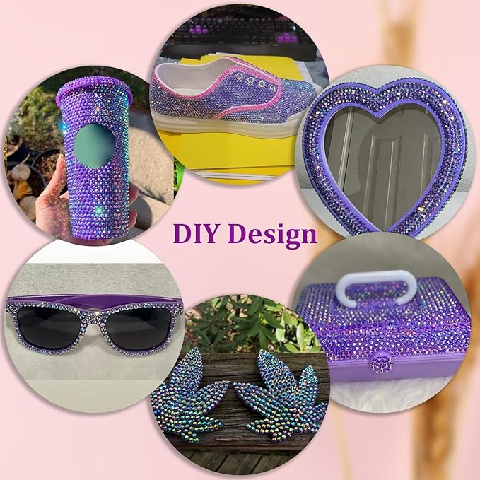 30000Pcs Dark Purple AB Rhinestones for Bedazzling with B7000 Jewelry Glue, Bedazzler Kit Bulk Flatback Gems, Resin Rhinestones for Crafting Crafts Clothing Shoes Nail Art Assorted Size 2/3/4/5/6mm