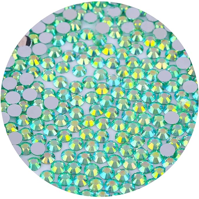 4500 Pcs SS12 3mm Flatback Rhinestones for Nails Art Crafts Glitter Round Gems AB Crystals DIY Clothes Shoes （Light Green AB）
