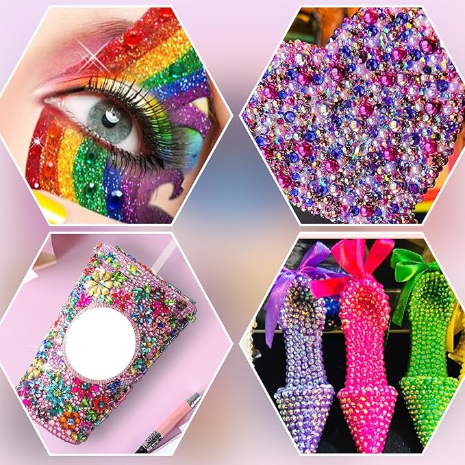 28 Colors Resin Jelly Rhinestones for Bedazzling, 3mm 26000Pcs Flatback Gems for Crafting, Bedazzling Kit with B7000 Glue for Clothing Shoes Nail Book Diamond Art