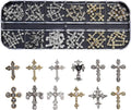 3D Cross Nail Charms for Nail Art, 60 Pcs Metal Crystal Cross Nail Decorations, Alloy Nail Studs and Rhinestones for Women Girl DIY Jewelry Crafts Supplies (Gold+Silver B)