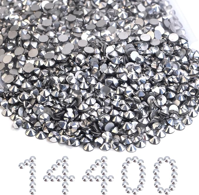 Flatback Rhinestones Bulk, 14400PCS Silver Rhinestones for Clothes DIY Decoration Crafts, Silver, SS10, 2.7-2.9mm