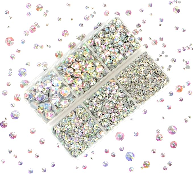 4000pcs Hot Fix Round Crystals Gems Glass Stones Hotfix Flat Back Rhinestones (Crystal AB)