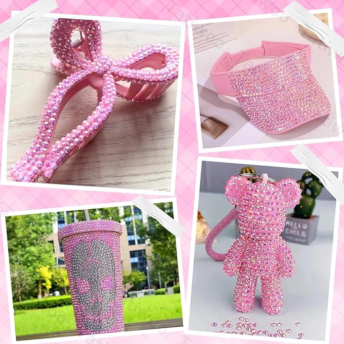 20000Pcs Pink Flatback Jelly Resin Rhinestones for Bedazzling, Mix Sizes Crystal Rhinestones Gems, Pink Gems Bedazzling for Crafting, Flatback Rhinestone for DIY Face Makeup Crafts Tumblers