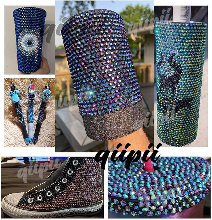 Grape Purple Crystal Resin Rhinestones w B7000 Glue for Bedazzling Crafting 2mm 3mm 4mm 5mm 6mm Flatback Stones Diamonds Gems Bedazzler Kit for Nails Face Eyes Makeup Tumblers Bottles Crafts