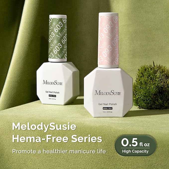 MelodySusie Hema Free Gel Nail Polish, 0.5 Fl Oz Thick Nude Pink Gel Polish, Non Toxic, Long Lasting, Soak Off UV Nail Polish, Manicure Nail Design Salon DIY Nail Art at Home 093