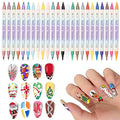 24 Colors Nail Art Pens Set, 3D Nail Polish Pens, Double-ended Nail Markers, Quick-Drying Acrylic Paint Markers, Drawing Painting Dotting Liner for DIY Nail Design, Home & Salon Manicure Tools