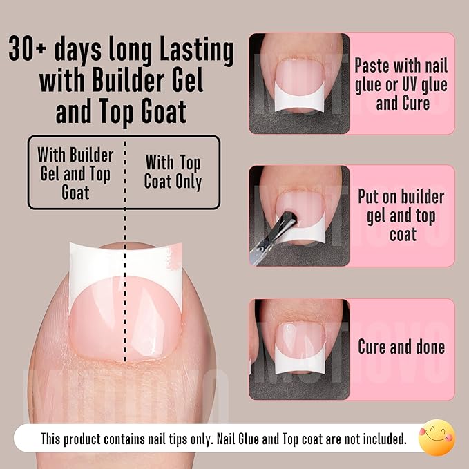 Short Toe Nail Tips White French Tip BABY PINK Press on with Moon Curve,Soft Gel False Nail Kit,Thick Sharp Square Toenail Extension,Need Builder Gel Top Coat,No Glue Included x15 Sizes 240 pcs