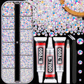 Resin Jelly Rhinestones for Crafting with B7000 Jewelry Glue, 1 Box White AB Flatback Crystal with 3Pcs 10ml Glue, Bedazzling Non Hotfix Gems for DIY Tumblers Clothing Shoes Manicure