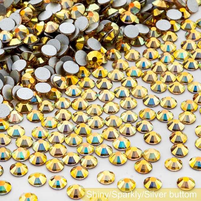 Flatback Rhinestones Bulk, 14400PCS Shiny Sunlight Rhinestones for Clothes DIY Decoration Crafts, Shiny Sunlight, SS10, 2.7-2.9mm