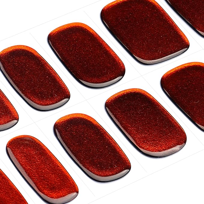 DANNI & TONI Semi Cured Gel Nail Strips Reddish-Brown Metallic Chrome Chameleon Gel Nail Wraps 28 Stickers |Rustic Charm