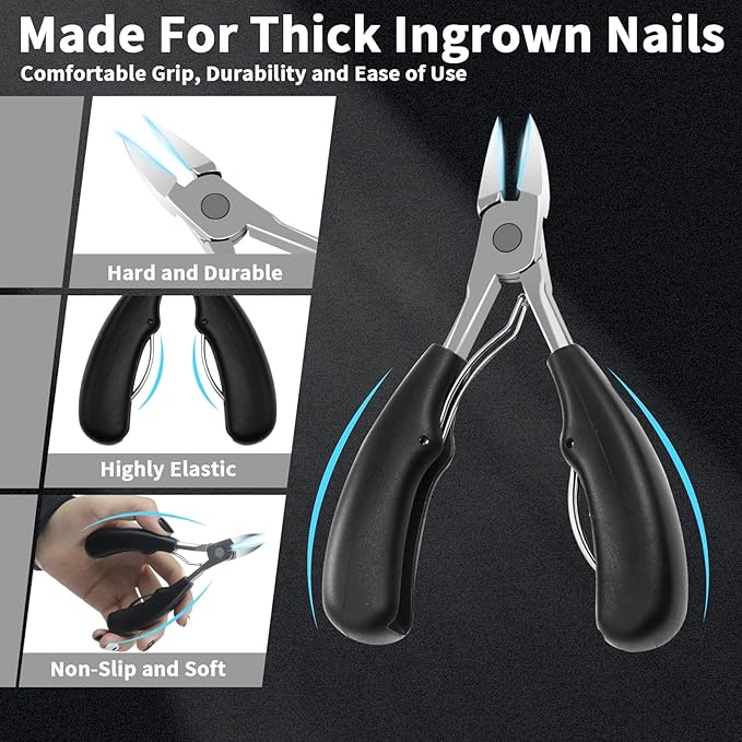 Toenail Clippers, Professional Heavy Duty Nail Clippers, 4 in 1 Stainless Steel Professional Toe Nail Clippers for Thick Toenails, Seniors Thick Toenails/Ingrown Toenail Treatment, Men and Women