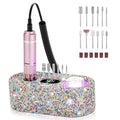 Nail Drill Electric File: DEDNMSCA Sparkly Professional Nail Drill Kit, 40000RPM E-File Machine with 12 Drill Bits for Acrylic Nails Remove Nail Gel Polish Manicure for Salon Home, Colorful Diamond