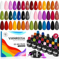 VANREESA 24 Pcs Gel Nail Polish Set, 21 Colors Christmas Gel Polish with Base Coat Glossy & Matte Top Coat Red Orange Yellow Green Blue Purple Gel Polish Kit Nail Kit Gifts for Women