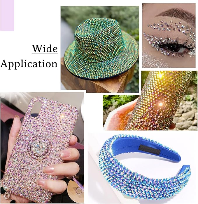 Craftdady Hotfix Nail Rhinestones 7680Pcs Flat Back Glass Nail Charms Small Crystals Nail Gems Bulk for Nail Decorations Wedding Makeup Scrapbook,12 Colors