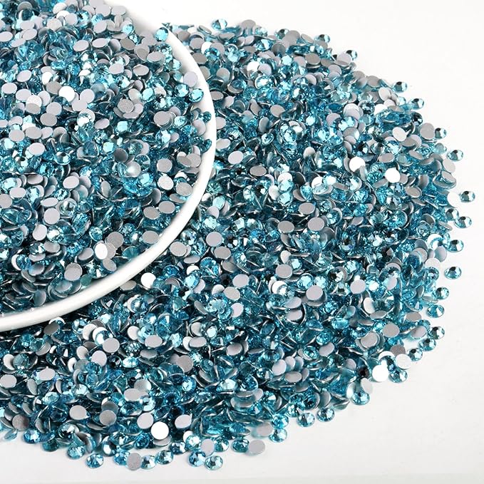 Beadsland Flatback Rhinestones Bulk, 2880pcs Rhinestones for Nails Crafts Clothes DIY Decoration, Aquamarine, SS30, 6.3-6.5mm