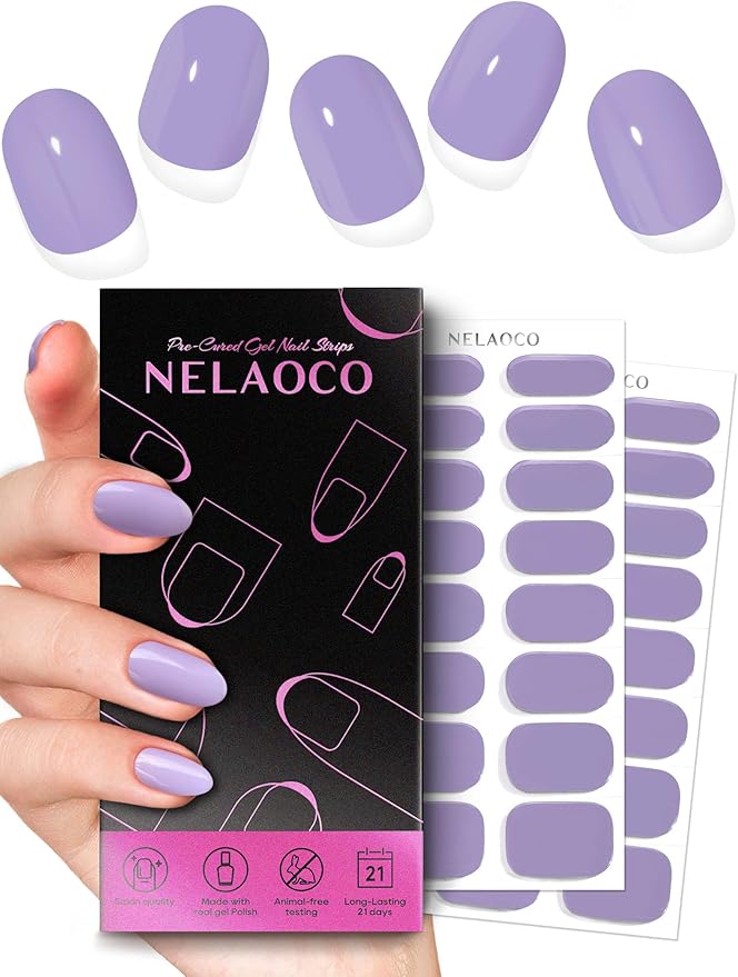 Nail Polish Strips – 32PCS UV Free Salon Quality Wraps, Long Lasting Gel Nail Stickers for Women (Lilac Dream Purple)