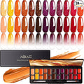 ABAC Fall & Winter Solid Gel Nail Polish Set Orange Yellow Burgundy Red Brown Purple Glitter Colors w/Pro Brush No-Spill,Hema-Free Gel Nail Kit Gifts for Women All Season