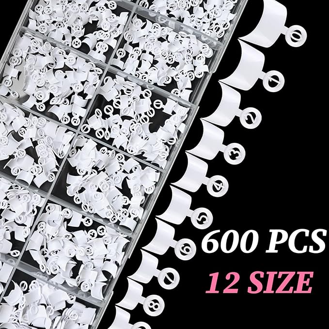 600PCS Short Gel Nail Tips Square Press on Nails White Acrylic Nail Tips Square Fake Nails, 12 Sizes Half Cover Soft Gel Nails Tips Kit for False Nails Extension Artificial Fingernails -D