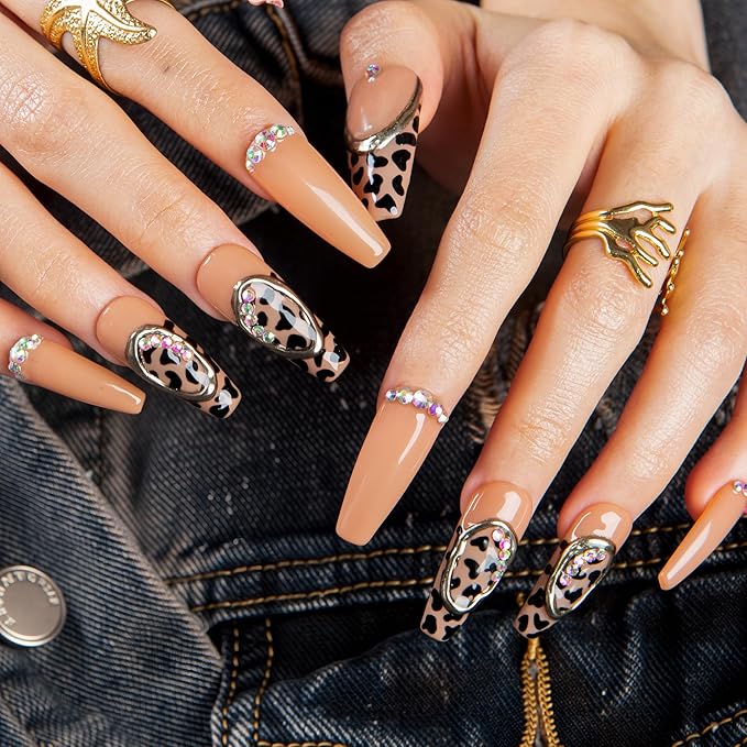 LOVFUL Short Press on Nails Bow Down | Handmade Acrylic Press ons | Reusable Fake False Nails | Coffin Classic Regular 1.3 in | H641-L