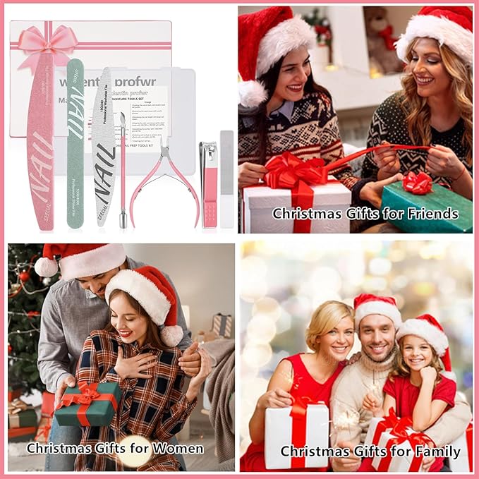 Gifts for Women Manicure Kit for Women Travel Nail Care Kit with Nail Clippers Cuticle Trimmer Cuticle Pusher Glass Nail Files and Buffers Nail Kit Pedicure Manicure Tools Cuticle Care Kit with Case