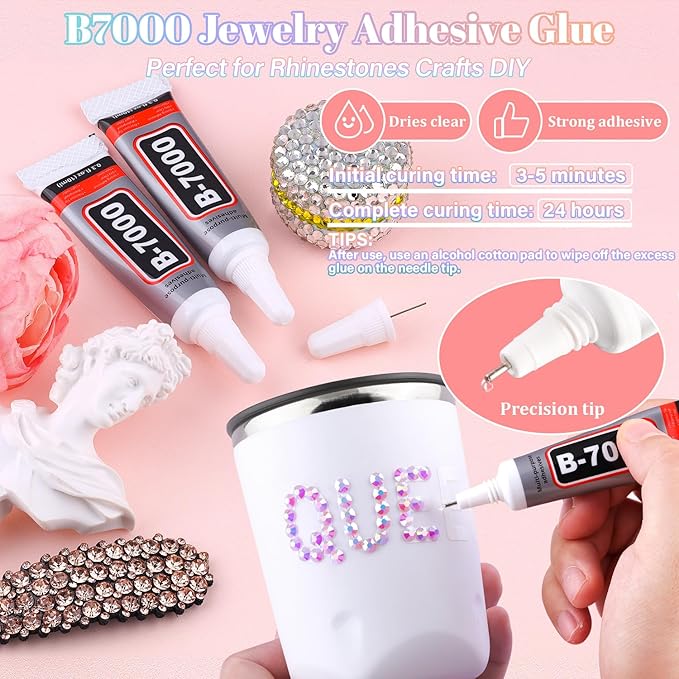 30000Pcs Resin Lavender Purple AB Rhinestones for Bedazzling Crafting with b7000 Jewelry Glue, Bulk Flatback Gems Bedazzler Kit for Crafts Clothes Fabric Nail Diamond Art, Assorted Size 2/3/4/5/6mm