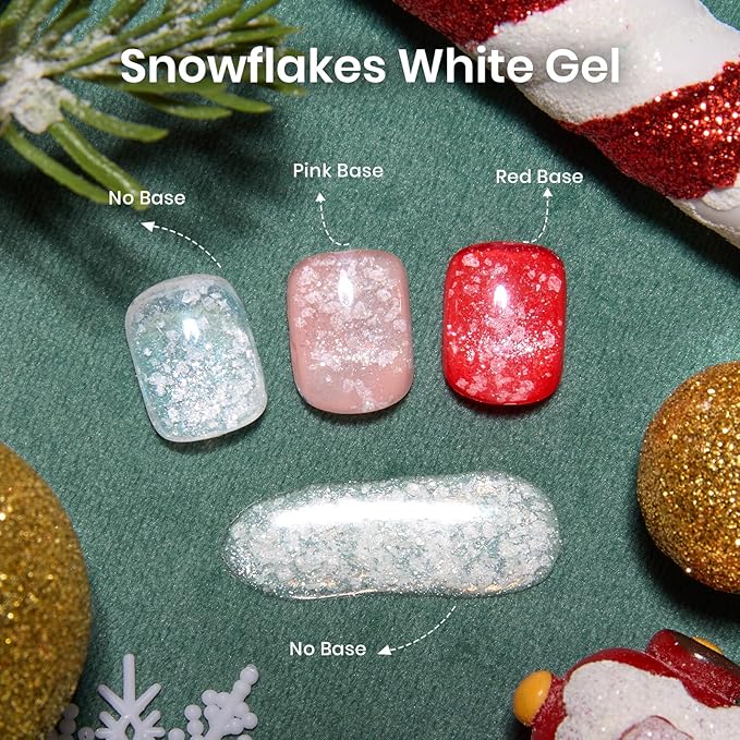 Beetles Merry Glow Valentines Gel Polish Set - 8 Holiday Colors Gel Nail Gift Box with Base&Top Coat, Red Cat Eye White Gold Silver Nude Nail Kit, Uv Led DIY Salon Manicure Kit Beauty Gifts for Women
