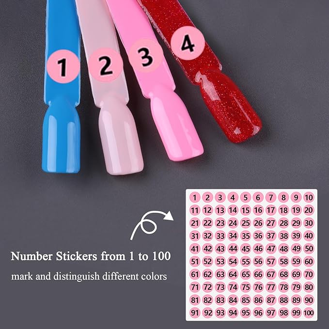 Clear Nail Swatch Sticks with Number Stickers, 50 Pcs Squoval Nail Sample Swatches for Gel Polish Color Display Practice Nails muestrario de colores para uñas Manicure Supplies