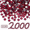 2000PCS Dark Red Rhinestones Bulk, Flat Back Crystal Glass Stone Round Gems,SS30, 6.4-6.6mm