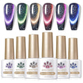 Born Pretty 9D Magnetic Gel Nail Polish Reflective Glitter Gel Polish Holographic Colorful Cat Magnetic Gel Polish Set 7ML 6PCS