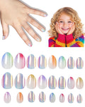 Cute Press on Nails for Kids,Girls Trendy Stuff Fake Nail Kit for Ages 5-12, Pre-glue Glitter Short Acrylic Nail Stick on Nails, Great for Girl Birthday Gifts, Parties&Makeovers Decoration