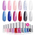 Beetles Nail Polish Set - Quick Dry Nail Polish Kit 12 Colors Pink Glitter Green Blue Yellow Red Regular Air Dry Fingernail Polish Pack for Women Valentines Gift Beetles Colorful Canvas 12 Colors