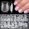 LoveOurHome 600pc Extra Short Square Nail Tips Clear Fake Nails XS Square Gel Nail Tips Full Cover Acrylic Nails Clear Press on Nails Short False Nail 15 Sizes Fingernails for Gel Nail Extension