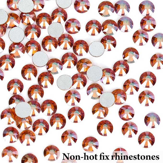Novani Rhinestones 288Pcs Flatback Crystal Round Loose Gemstones Glass Rhinestones for Crafts Makeup Nail Art Clothes Shoes DIY Decorations(SS30,6.4-6.6mm,Amber)